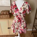 Abercrombie & Fitch ABERCROMBIE‎ & FITCH NWT Floral Smocked Waist Tiered Mini Dress Linen Blend Sz L Photo 1