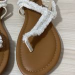 Maurice's  womens cream Arla raw edge rhinestones flat sandals size 11 Photo 2