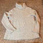 Gap  Women L Light Gray Cable Knit Turtleneck Sweater 55 Lambswool Photo 0