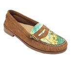G.H. Bass & Co. Weejuns Tropic Floral Suede Leather Loafers Size 11 Brown Photo 1