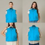 Cowgirl Up Teal Quilted Puffer Vest with rhinestones front pockets Blue Size M Photo 7