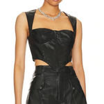 superdown  Ezra Faux Leather Top in Black Small New Womens Vegan Tank Photo 0