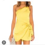 Lovers + Friends NWT  Karen Mini Dress Yellow Gold Satin Wrap Dress Small Revolve Photo 4