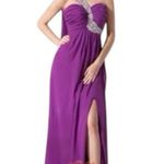 Prom Formal Dress Purple One Shoulder Long Embellished Beaded Cocktail Size S Photo 2