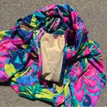 Catalina Vintage  neon tropical ruched skirted swimsuit with halter strap size 8 Photo 4