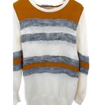 Halston Heritage  Wool Cashmere Sweater M Silk Contrast Striped Crewneck Casual Photo 3