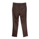 DG2 Diane Gilman Medium Womens Coated Knit Faux Leather Look Pull On Slim Pants Brown Photo 3