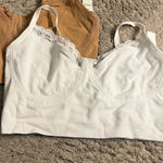 Aerie  White Tan Superchill Seamless Lace Trim Corset Tank Bralette Set - size XL Photo 0