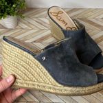 Sam Edelman  | women blue suede open toe wedged heels Photo 4