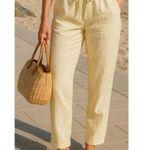 st. john's bay St. John’s Bay Linen Pants Trousers Butter Pale Yellow Drawstring Pockets Beach Photo 1