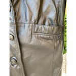 Vintage Gitano Black Leather Trench‎ Coat Longline Button Front Women's L Size L Photo 7