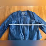 Jessica London Vintage Blue Collarless Leather  Jacket, Size 20W Photo 5