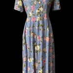 Vintage Small Dress 90s Y2K Maxi Boho 4 Dress Midi Cottage Grunge Floral Tie Purple Photo 1