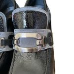Casta Josh Patent Leather Black Heeled Loafer Gray Silver Buckle size 7 37 90s Photo 2