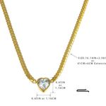 18K Gold Plated snake chain Zircon Heart Necklace Stainless Steel Womens jewelry Photo 14