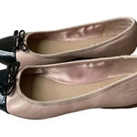 Saks 5th Avenue Saks Fifth Avenue Inez Leather Balllet Blush Pink Black Bow Flats Cap Toe Sz 10 Photo 0