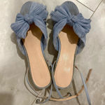 Loeffler Randall  Camellia Bow Heels Blue Pleated Photo 0
