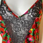 Victoria's Secret  Vintage Gold Label Satin & Lace Nightie Slip Red & Pink Tulips Photo 6
