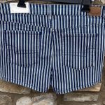 American Eagle  Hi-Rise shortie blue & white striped jean shorts size 16 NEW Photo 7