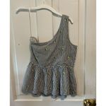 Crown & Ivy NWT Women's Lemon Embroidered Striped Peplum One Shoulder Top Sz 10 Photo 5