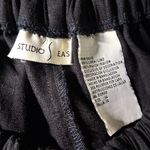 Vintage SET Studio Ease Woman Linen Blend Embroidered TOP PANTS SIZE 14 Black Photo 13