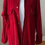 London Fog Vintage  Red Cotton Micro Corduroy Quilted Shirt Jacket Shacket Large Photo 0