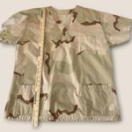 Women's Size Large Camouflage Medical Scrub Top Nurse Healthcare Thick Brown Photo 4