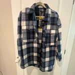 Banana Republic NWT Oversized  Navy and White Plaid Button Down Shirt Jacket Photo 5