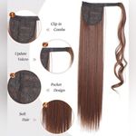 34 Inches Light Brown Synthetic Straight Ponytail Extension Photo 3