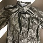 ZARA Vegan Faux Leather Black Button Down Long Sleeve Shirt or Mini Dress size M Photo 10