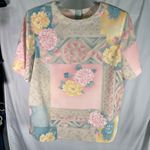 Alfred Dunner  Floral‎ Patchwork Blouse Sz 12 Pastel Pink Yellow Vintage Cottage Photo 12