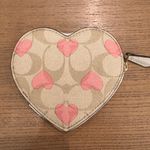 Coach Heart Coin Case In Signature Canvas With Heart Print Photo 1