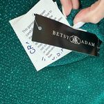 Betsy and Adam  Ruched Glitter-Knit Side-Slit Dress – Emerald Green, NWT Photo 3