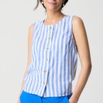 J.Crew Striped Linen Cotton Button-front Shell Tank Top Blue White NWT Size XS Photo 7