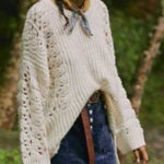 Anthropologie Pilcro Ivory Deveene Pointelle Knit Sweater Photo 0