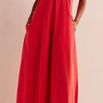 Free People  NWT Lovey Maxi Dress Red Crochet Cotton Size M Photo 0