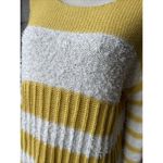 Hem & Thread ‎ Womens Sweater Musatrd Yellow Ivory Color Block Cotton Blend L Photo 1