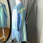 Striped Collared Shirt in Blue and Green Photo 5