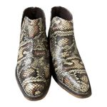 Roper Boots Womens 5.5 Cream Brown Snakeskin Print Ankle Bootie Western‎ Cowgirl Photo 2