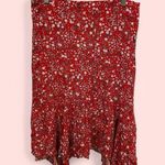 Max Studio  red floral pull on asymmetrical hem elastic waist flowy boho midi Photo 0