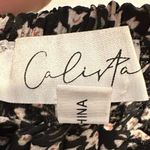 Calista Ditsy Printed Smocked Top Midi Dress Women sz Medium black white floral Photo 5