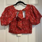 Band of Gypsies NWT Band of the Free Joelle red Floral Smocked Top small bow tie back Photo 4