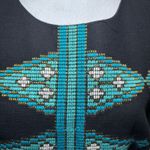 Anthropologie Tabitha Black Cotton Diamond Embroidered Boho Sleeveless Dress 12‎ Photo 3