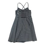 Old Navy  size medium new black white striped dress skater cross straps Photo 2