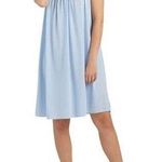Miss Elaine Nylon Tricot Nightgown S Blue Embroidered Short Sleeve House Dress Photo 0