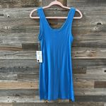 Goldie 100% Cotton Rib Henley Royal Blue Tank Mini Dress Size Small NWT Photo 3