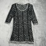 Anthropologie Moth Dress Women Medium Black Cream Sweaterstiched Tunic Dress Photo 1