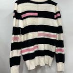 THML  Kirsten striped M knit sweater white pink black bold modern high neckline Photo 5