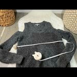 Rebecca Minkoff  Grey Page Vneck Cold Shoulder Sweater Merino Wool Alpaca Blend Photo 5