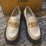 Fendi Vitello Abrasivato graphy 50mm Loafers Blanco Babe size 38 Photo 1